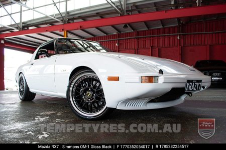 17x7.0 17x8.5 Simmons OM-1 Gloss Black on Mazda RX7