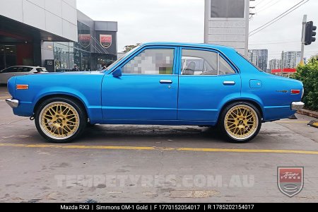 17x7.0 17x8.5 Simmons OM-1 Gold on Mazda RX3