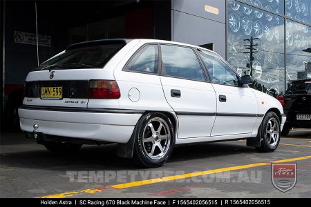 15x6.5 SC Racing 670 Black Machine Face on Holden Astra