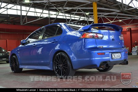 19x8.5 Starcorp Racing SR02 Satin Black on Mitsubishi Lancer