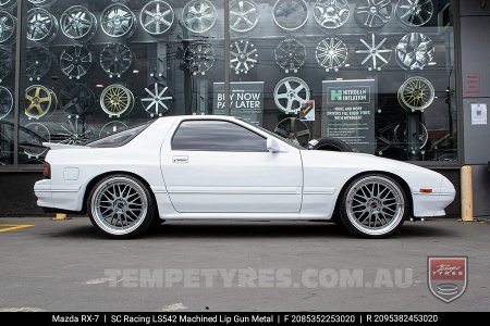 20x8.5 20x9.5 SC Racing LS542 Machined Lip Gun Metal on Mazda RX7