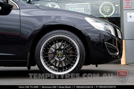 18x8.5 18x9.5 Simmons OM-1 Gloss Black on Volvo V60