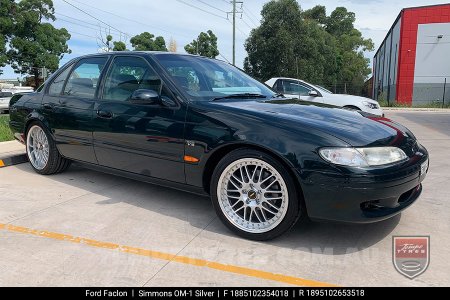 18x8.5 18x9.5 Simmons OM-1 Silver on Ford Falcon