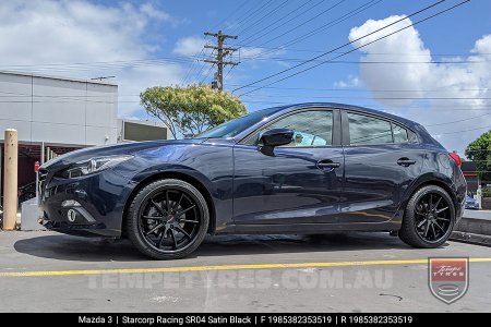 19x8.5 Starcorp Racing SR04 Satin Black on Mazda 3