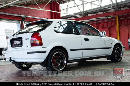 16x7.0 SC Racing 1783 Gunmetal Machined Lip on Honda Civic