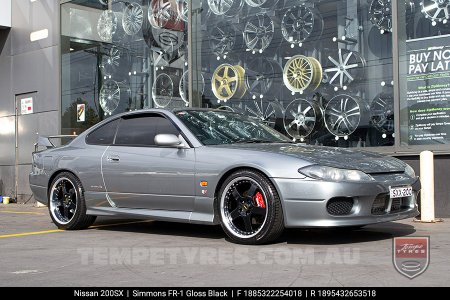 18x8.5 18x9.5 Simmons FR-1 Gloss Black on Nissan 200SX