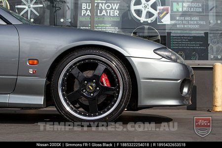 18x8.5 18x9.5 Simmons FR-1 Gloss Black on Nissan 200SX