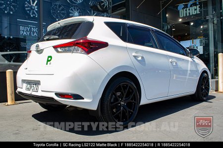 18x8.5 SC Racing LS2122 Matte Black on Toyota Corolla