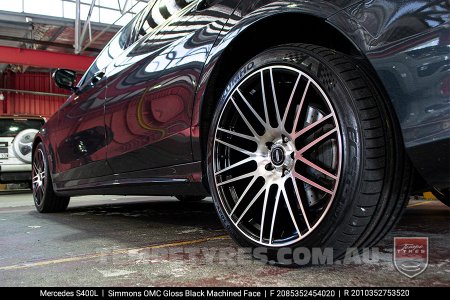 20x8.5 20x10 Simmons OMC Gloss Black Machined Face on Mercedes S400L