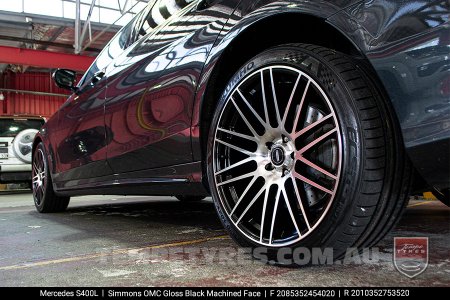 20x8.5 20x10 Simmons OMC Gloss Black Machined Face on Mercedes S-Class