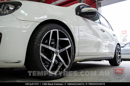 18x8.0 1388 Black Polished on VW Golf