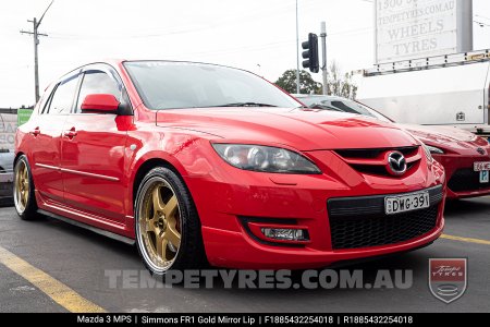 18x8.5 18x9.5 Simmons FR-1 Gold on Mazda 3 MPS
