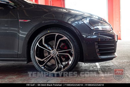 18x8.0 5665 Black Polished on VW Golf