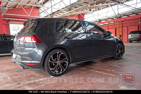 18x8.0 5665 Black Polished on VW Golf