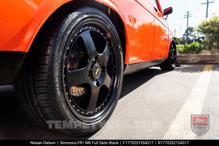 17x7.0 17x8.5 Simmons FR-1 Satin Black on Nissan Datsun