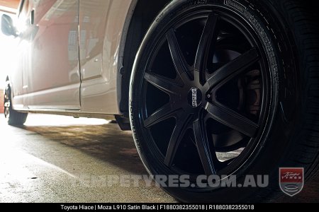 18x8.0 MOZA 910 Blade Satin Black on Toyota Hiace