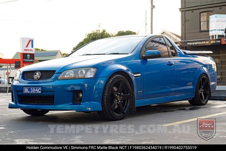 19x8.0 19x9.0 Simmons FR-C Matte Black NCT on Holden Commodore VE