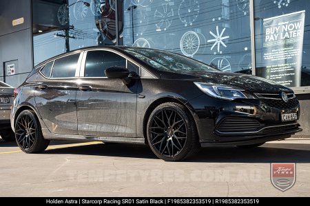 19x8.5 Starcorp Racing SR01 Satin Black on Holden Astra