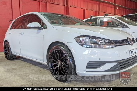 18x8.5 Starcorp Racing SR01 Satin Black on VW Golf