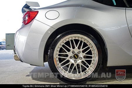 18x8.5 18x9.5 Simmons OM-1 Silver on Toyota 86