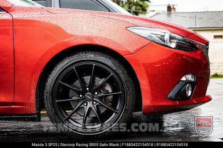 18x8.0 Starcorp Racing SR05 Satin Black on Mazda 3