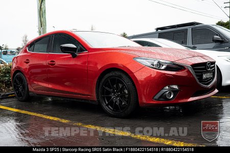 18x8.0 Starcorp Racing SR05 Satin Black on Mazda 3