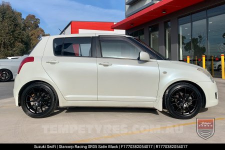 17x7.0 Starcorp Racing SR05 Satin Black on Suzuki Swift