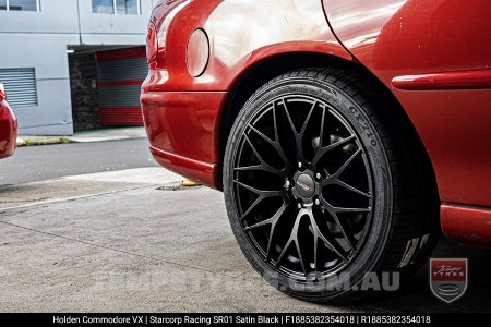 18x8.5 Starcorp Racing SR01 Satin Black on Holden Commodore VX