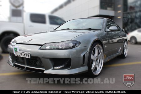 20x8.5 20x9.5 Simmons FR-1 Silver on Nissan Silvia