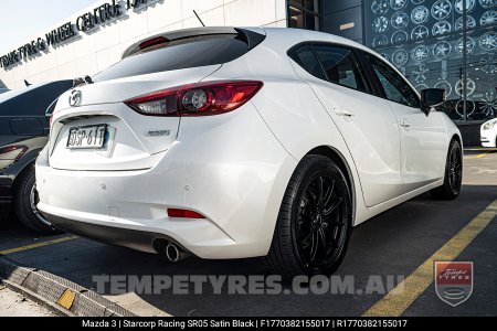 17x7.0 Starcorp Racing SR05 Satin Black on Mazda 3