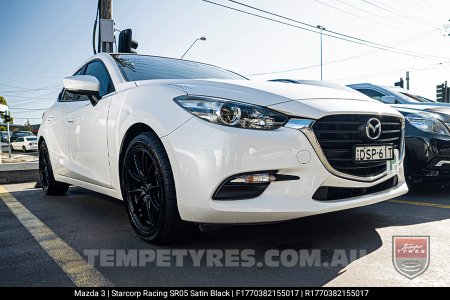 17x7.0 Starcorp Racing SR05 Satin Black on Mazda 3