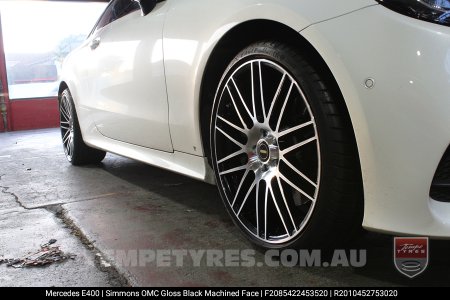 20x8.5 20x10 Simmons OMC Gloss Black Machined Face on Mercedes E-Class