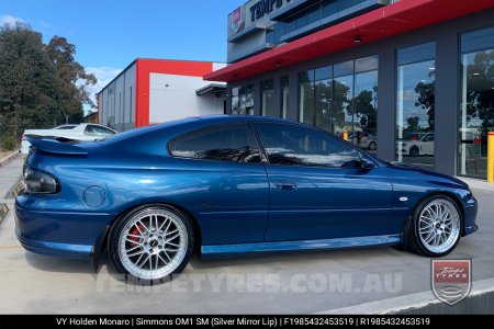 19x8.5 19x9.5 Simmons OM-1 Silver on Holden Commodore VY