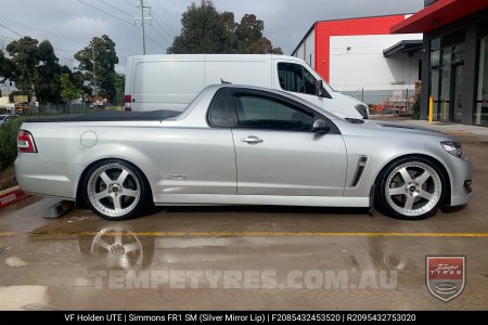20x8.5 20x9.5 Simmons FR-1 Silver on Holden Commodore