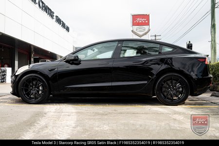 19x8.5 Starcorp Racing SR05 Satin Black on Tesla Model 3