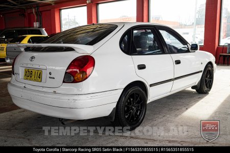 15x6.5 Starcorp Racing SR05 Satin Black on Toyota Corolla