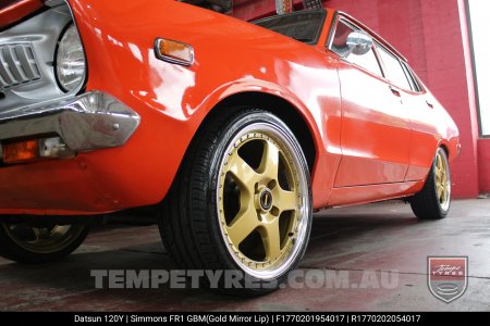 17x7.0 17x8.5 Simmons FR-1 Gold on Nissan Datsun