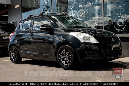 15x7.0 SC Racing DM623 Black Machine Face Undercut on Suzuki Swift