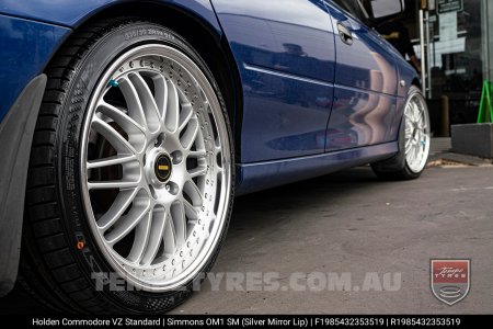 19x8.5 19x9.5 Simmons OM-1 Silver on Holden Commodore VZ 