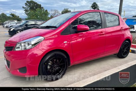 15x6.5 Starcorp Racing SR05 Satin Black on Toyota Yaris