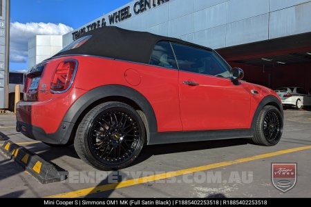 18x8.5 18x9.5 Simmons OM-1 Satin Black on Mini Cooper S