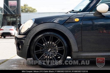 18x8.0 MOZA 913 Nighthawk Satin Black on Mini Cooper