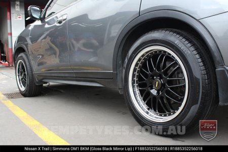 18x8.5 18x9.5 Simmons OM-1 Gloss Black on Nissan X-Trail