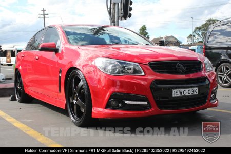 22x8.5 22x9.5 Simmons FR-1 Full Satin Black on Holden Commodore VF