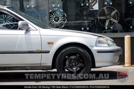 16x7.0 SC Racing 1783 Satin Black on Honda Civic