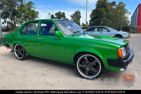 18x7.0 18x8.5 Simmons FR-1 Hyper Dark on Holden Gemini