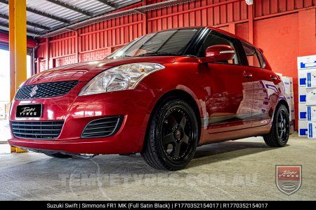 17x7.0 17x8.5 Simmons FR-1 Satin Black on Suzuki Swift