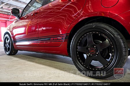 17x7.0 17x8.5 Simmons FR-1 Satin Black on Suzuki Swift