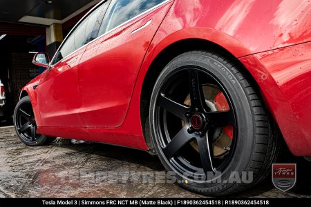 18x8.0 18x9.0 Simmons FR-C Matte Black NCT on Tesla Model 3