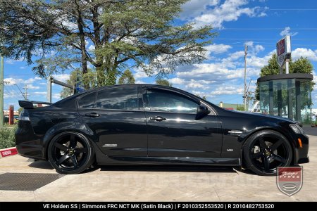 20x8.5 20x10 Simmons FR-C Satin Black NCT on Holden Commodore VE